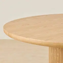 Terra Linea Light Brown Ash Veneer Round Dining Table - Single Leg 150cm