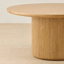 Terra Linea Light Brown Ash Veneer Round Dining Table - Single Leg 150cm