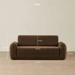 Euka Bistre Brown Boucle 2.5 Seater Sofa Bed