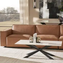 Lainey Medium Tan 3 Pieces Modular Leather Sofa