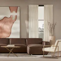 Lainey Chocolate Brown 3 Pieces Modular Leather Sofa