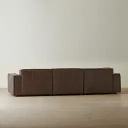 Lainey Chocolate Brown 3 Pieces Modular Leather Sofa