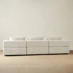 Riviera III Isabelline White 3 Pieces Modular Fabric Sofa