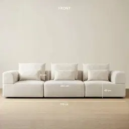 Riviera III Isabelline White 3 Pieces Modular Fabric Sofa