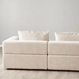 Riviera III Powder White Chenille 2 Pieces Modular Fabric Sofa