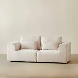 Riviera III Powder White Chenille 2 Pieces Modular Fabric Sofa