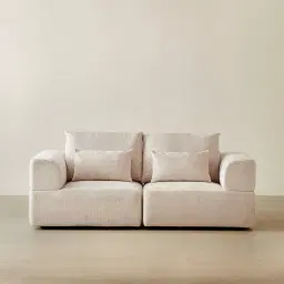 Riviera III Powder White Chenille 2 Pieces Modular Fabric Sofa