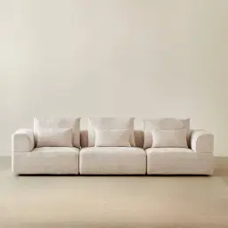 Riviera III Powder White Chenille 3 Pieces Modular Fabric Sofa