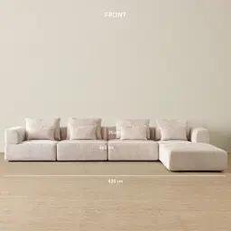 Riviera III Powder White Chenille Fabric Modular Sofa