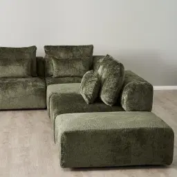Riviera III Green Chenille Fabric Modular Sofa