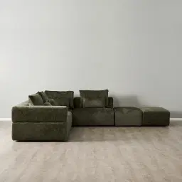 Riviera III Green Chenille Fabric Modular Sofa