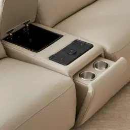 Amelie Almond Cream Leather 4 Pieces Modular Dual Electric Recliner With Rectangle Console