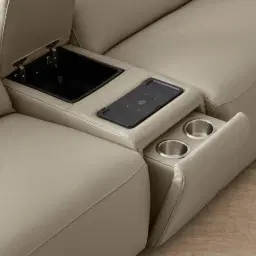 Amelie Milk Coffee Leather 2 Pieces Modular Dual Electric Recliner With Rectangle Console