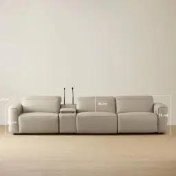Amelie Milk Coffee Leather 3 Pieces Modular Dual Electric Recliner With Rectangle Console