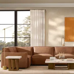 Lainey Medium Tan Modular Leather Sofa without Ottoman