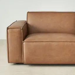 Lainey Medium Tan 3 Pieces Modular Leather Sofa with Corner