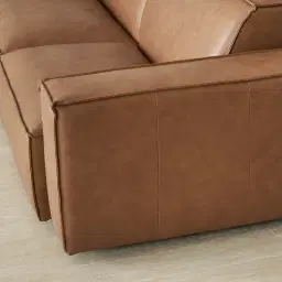 Lainey Medium Tan 3 Pieces Modular Leather Sofa with Corner