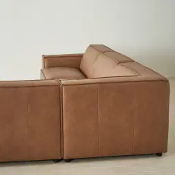 Lainey Medium Tan 3 Pieces Modular Leather Sofa with Corner