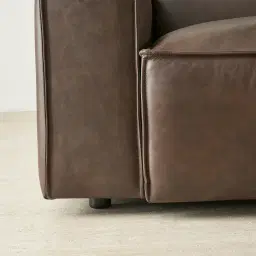 Lainey Chocolate Brown Modular Leather Sofa with Ottoman