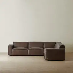 Lainey Chocolate Brown Modular Leather Sofa without Ottoman