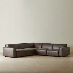 Lainey Chocolate Brown Modular Leather Sofa without Ottoman