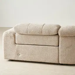 Montego Mid Beige Woven Fabric 3 Pieces Modular Dual Electric Recliner