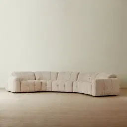 Montego Mid Beige Woven Fabric 5 Pieces Modular Dual Electric Recliner
