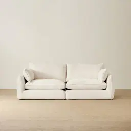 Macie Lite Chiffon White Fabric 2 Pieces Modular Sofa
