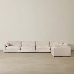 Macie Cream Oatmeal Fabric 5 Pieces Modular Corner Sofa