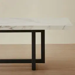 Grayson Matte Black Rectangular Dining Table with Statuario White Sintered Stone Top - 240x105cm