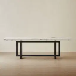 Grayson Matte Black Rectangular Dining Table with Statuario White Sintered Stone Top - 240x105cm