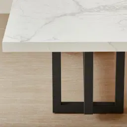 Grayson Matte Black Rectangular Dining Table with Statuario White Sintered Stone Top - 240x105cm