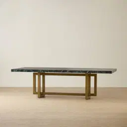Grayson Brushed Bronze Rectangular Dining Table with Matte Emerald Green Sintered Stone Top - 240x105cm