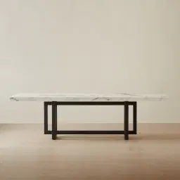 Grayson Matte Black Rectangular Dining Table with Statuario White Sintered Stone Top - 268x118cm