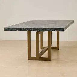 Grayson Brushed Bronze Rectangular Dining Table with Matte Emerald Green Sintered Stone Top - 268x118cm
