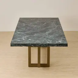 Grayson Brushed Bronze Rectangular Dining Table with Matte Emerald Green Sintered Stone Top - 268x118cm