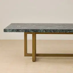 Grayson Brushed Bronze Rectangular Dining Table with Matte Emerald Green Sintered Stone Top - 268x118cm