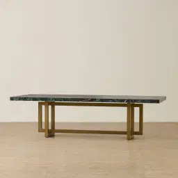 Grayson Brushed Bronze Rectangular Dining Table with Matte Emerald Green Sintered Stone Top - 268x118cm