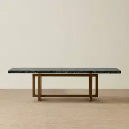 Grayson Brushed Bronze Rectangular Dining Table with Matte Emerald Green Sintered Stone Top - 268x118cm