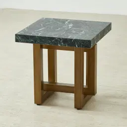 Grayson Brushed Bronze Side Table with Matte Emerald Green Sintered Stone Top