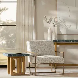 Grayson Brushed Bronze Side Table with Matte Emerald Green Sintered Stone Top