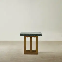 Grayson Brushed Bronze Side Table with Matte Emerald Green Sintered Stone Top