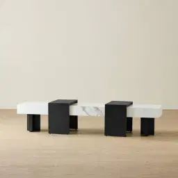 Grayson Matte Black Entertainment Unit with Statuario White Sintered Stone Top