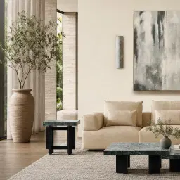 Grayson Matte Black Side Table with Matte Emerald Green Sintered Stone Top