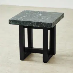 Grayson Matte Black Side Table with Matte Emerald Green Sintered Stone Top