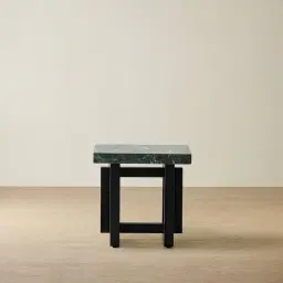 Grayson Matte Black Side Table with Matte Emerald Green Sintered Stone Top