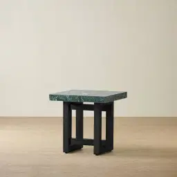 Grayson Matte Black Side Table with Matte Emerald Green Sintered Stone Top