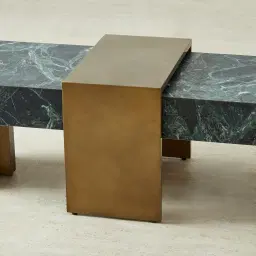 Grayson Brushed Bronze Entertainment Unit with Matte Emerald Green Sintered Stone Top
