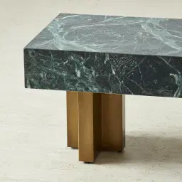 Grayson Brushed Bronze Entertainment Unit with Matte Emerald Green Sintered Stone Top