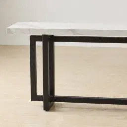 Grayson Matte Black Console Table with Statuario White Sintered Stone Top